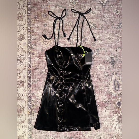 Dolls Kill Darker Wavs Black Ambient O-Ring Mini Dress - Picture 5 of 6